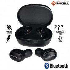 Fone de Ouvido sem Fio Bluetooth 5.0 TWS com Base Carregadora e Microfone Earpods Sport PMCELL HP-28 - Preto